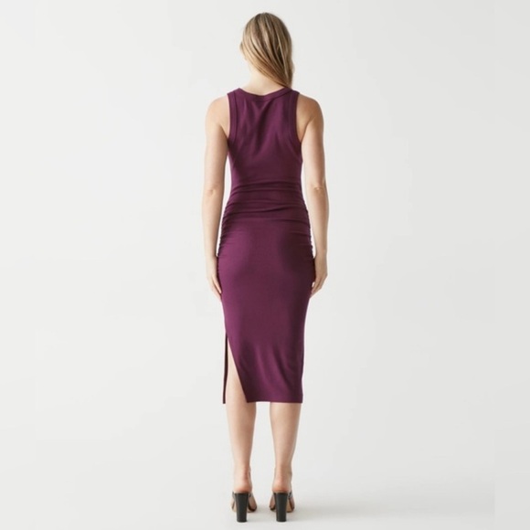 Michael Stars Wren Midi Dress W Slit Ultra Rib Plum Purple Sleeveless Bodycon XL - Picture 6 of 13